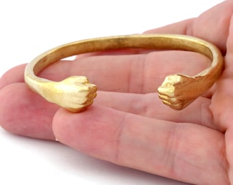 Punch Bracelet Raw Brass (55mm inner size - Adjustable ) 5034