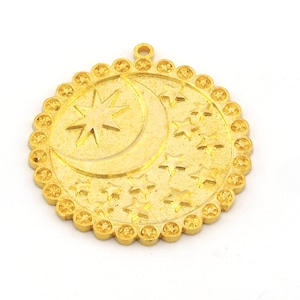 Crescent Star Charms North Star Pendant Raw Brass 35x32mm 5012