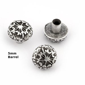 Dandelion Devil Feather Flower screw rivets, chicago screw / concho screw, (10mm Head) Antique silver brass studs, 1/8&quot; bolt CSC5 CSC8 R73