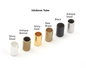 Tubo cilíndrico de latón para joyería, 6 x 10 mm, agujero de 5 mm, varios acabados -bab5 1642