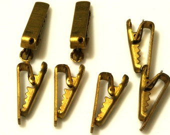 Raw Brass Alligator clasp with one loop with teeth 19mm 609