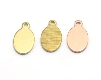 Oval flat  charms copper - raw brass - brushed brass 14x7.5mm (0.8mm thickness) charms findings blank 4487