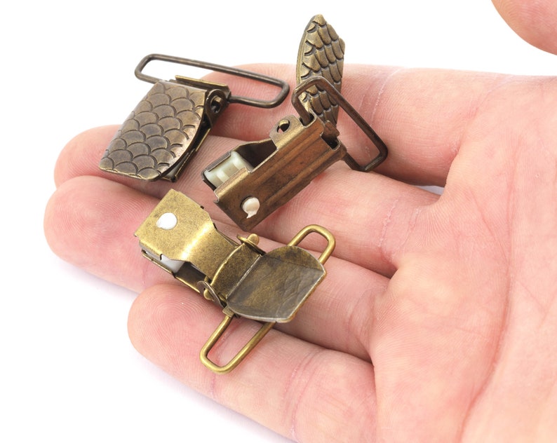 Suspenders clips clasp Antique yellow tone Alloy pacifier clip clasp findings 37x33mm 2285