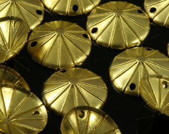 cone Circle 2 hole connector Raw Brass 13mm Charms ,Findings 728R-40