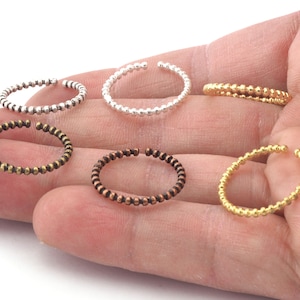 Minimalist Ball Ribbed Adjustable Ring Raw Brass Shiny Silver, Antique silver Shiny Gold Plated Antique copper bronze (6-8US) 2134