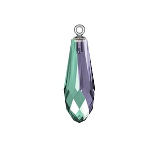 Pendente a goccia pura 6531 Swarovski® crystal paradise shine (mezzo foro) con placcatura rodio classica tappo 24 mm