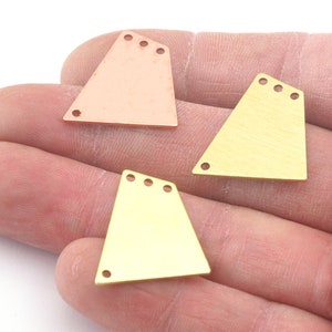 Quadrilateral Rectangle Trapezoid Charms 4 Hole  Raw Brass, copper 23x21mm 0.8mm thickness Findings  R134