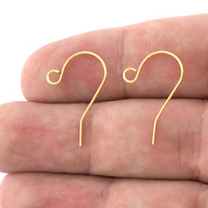Fischhaken Shiny Gold Plated Messing Ohrringdraht Ohrring Beiträge 22 mm (0,75 mm Drahtstärke) 2258