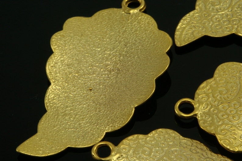 1 pc 42x23mm Gold Plated Brass leaf shape finding charm pendant 538 image 2