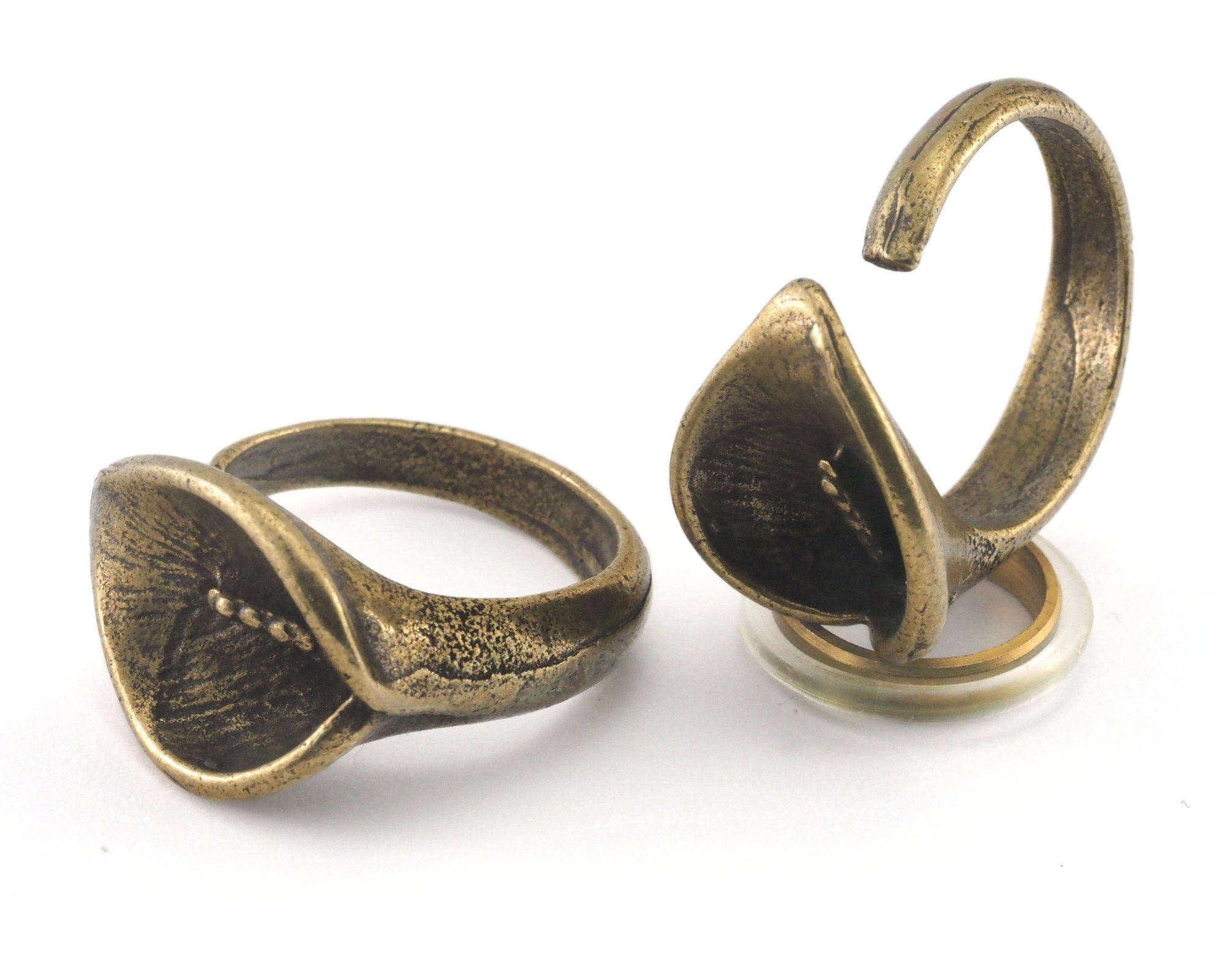 Flowers Ring Adjustable Antique Bronze Plated Brass (19.5mm 9.5US