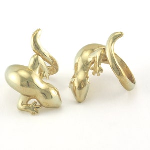 Lizard Animal Adjustable Ring Raw Brass  (18mm 7.5US inner size) 3846