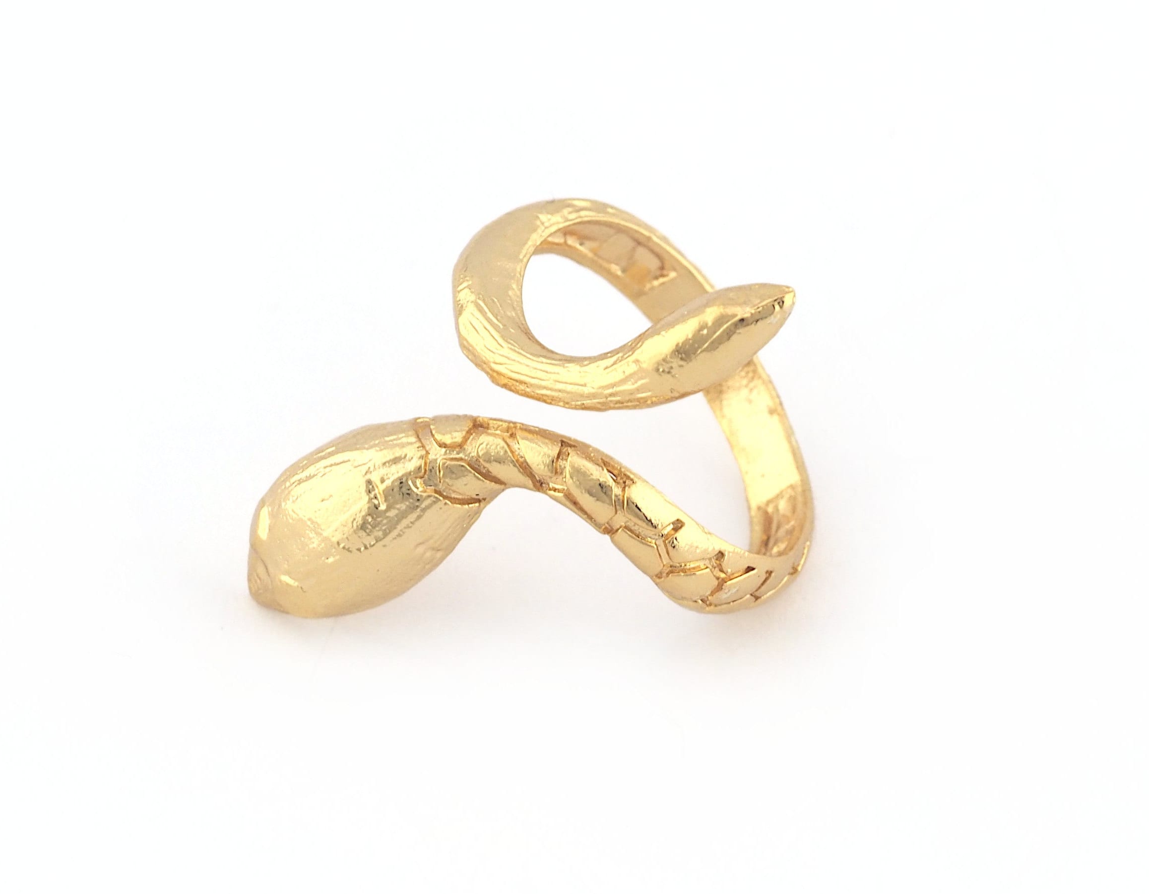 Anillo de serpiente ajustable Latón chapado en oro brillante (18