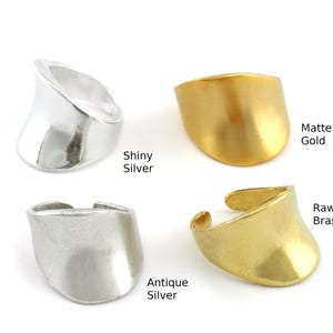 Adjustable Band Ring Raw, Gold, Antique, Silver Plated Brass -3298