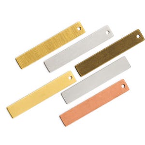 4x60mm Rectangle Brass Stamping Blank, 0.8mm Metal Bar Pendant, Antique Brass, Raw Brass, Copper, Stainless Steel Blank Tag -R455