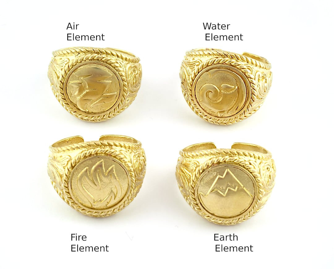 Raw Brass Four Elements Ring – Adjustable Size 9-12US -5337 - Etsy