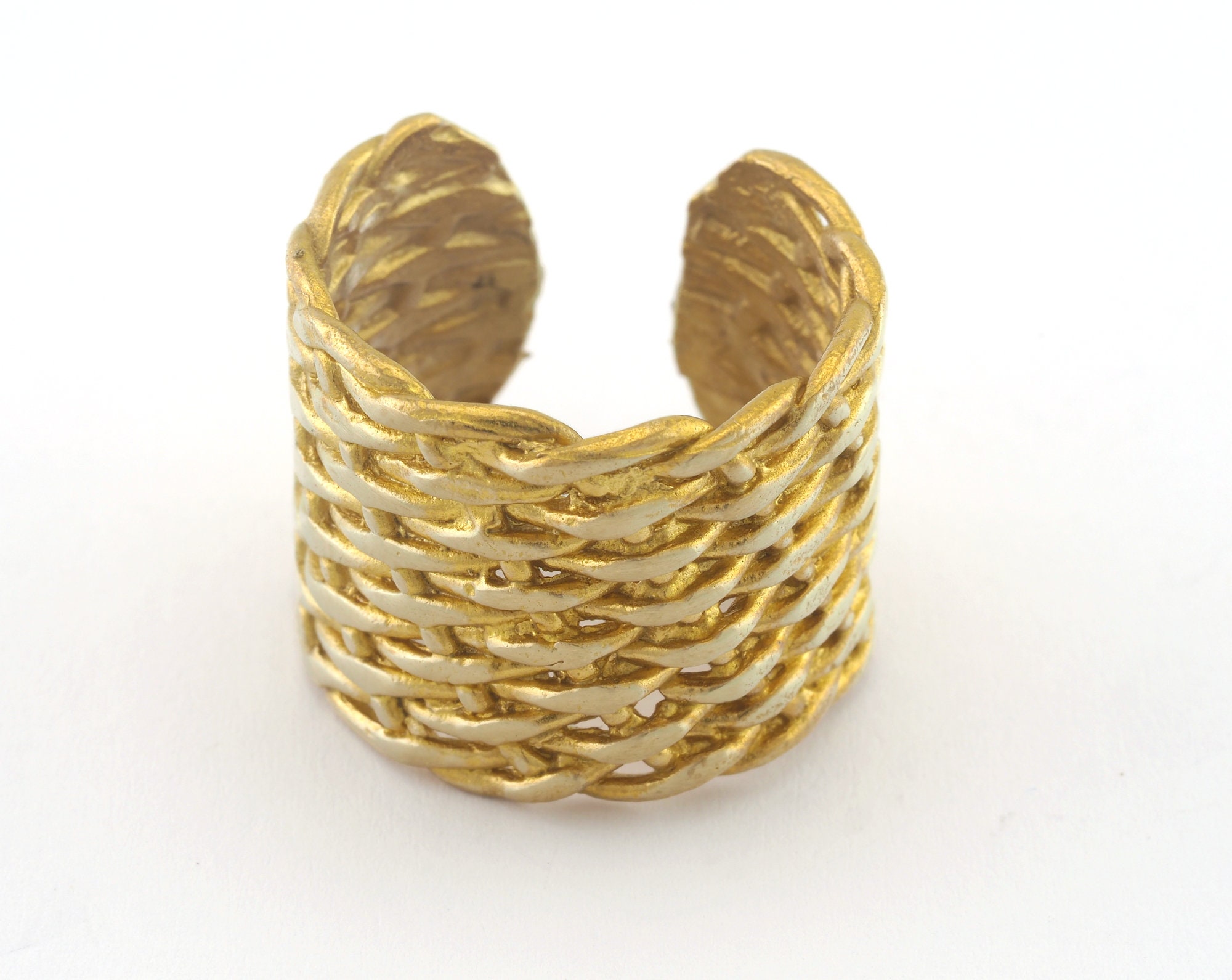 Plait Ring Textured Adjustable Ring Raw Brass (19mm 9US