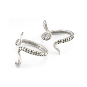Bague ajustable serpent Minimlist en laiton plaqué argent antique (taille intérieure 18 mm 8US) 3948