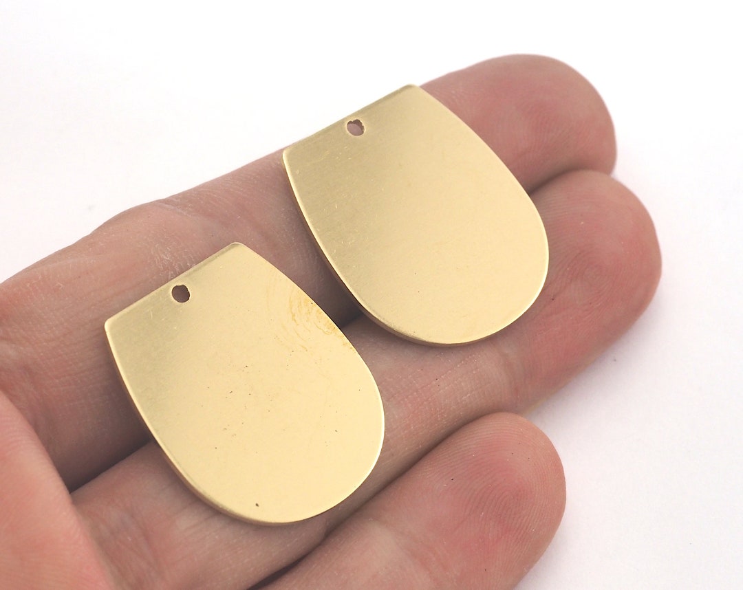 Oblong Oval Shape Semi Circle 25x22.5x0.8mm 1 Hole Raw Brass