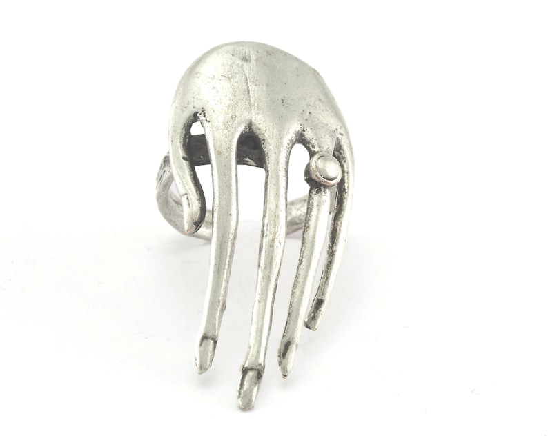 18mm 7.5US inner size OZ2730 Hand Adjustable Ring Antique Silver Plated brass