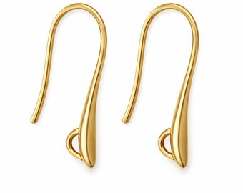 Raw Brass Ear Wire Hook with Loop 21mm Jewelry Supply 1261