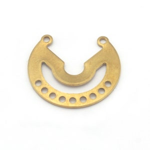 Circle raw brass 23x21mm connector charms 11 holes, findings earring M29