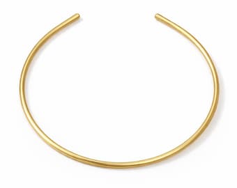 Raw Brass Collar Necklace – Minimalist Statement Choker – Adjustable Open Torque Necklace – Modern Handmade Brass Jewelry 1347R