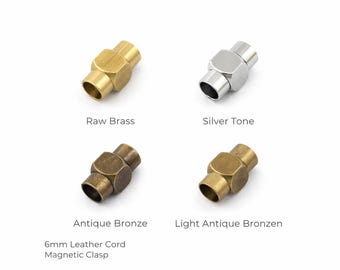 Magnetic Clasp for 6mm Leather Cord, 16x8mm Brass Connector, Easy Closure Jewelry Supply, MCL6 1563