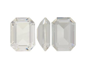 Piedra octogonal rectangular Swarovski 4610 de 13 x 18 mm, tono plateado, cristal con reverso puntiagudo, diamante de imitación octogonal Swarovski, piedra para la fabricación de joyas.