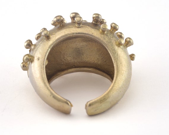 Dotted Ring Adjustable Raw Brass (17.5mm 7US Inner Size