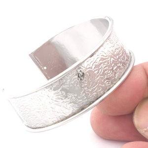 Branch Silver plated brass textured  bangle adjustable bracelet 20x60mm supplies findings Raf2 - BRC