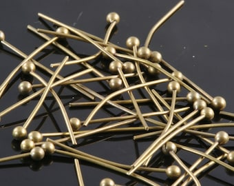 Ball head pin 200 pcs 30mm 24 gauge( 0,55mm ) Antique yellow brass  Head Pin Ball end HB3524