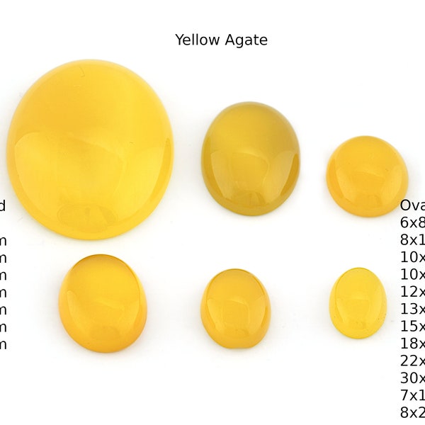 Natural Yellow Agate Stone Cabochons Round - Oval Flatback Cabochons cab52-6