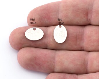 Antique Silver Plated Brass Oval Stamping Tag, 14x10mm -5520