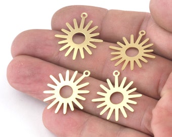 Sun Charms 24x22mm 1 hole Raw brass findings 2525-65