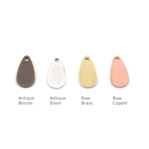 Drop Shape Tag Charms one hole 14.5x7.5mm thickness 0.8mm Raw brass Antique Silver Bronze Copper charms findings earring stamping OZ3713-55