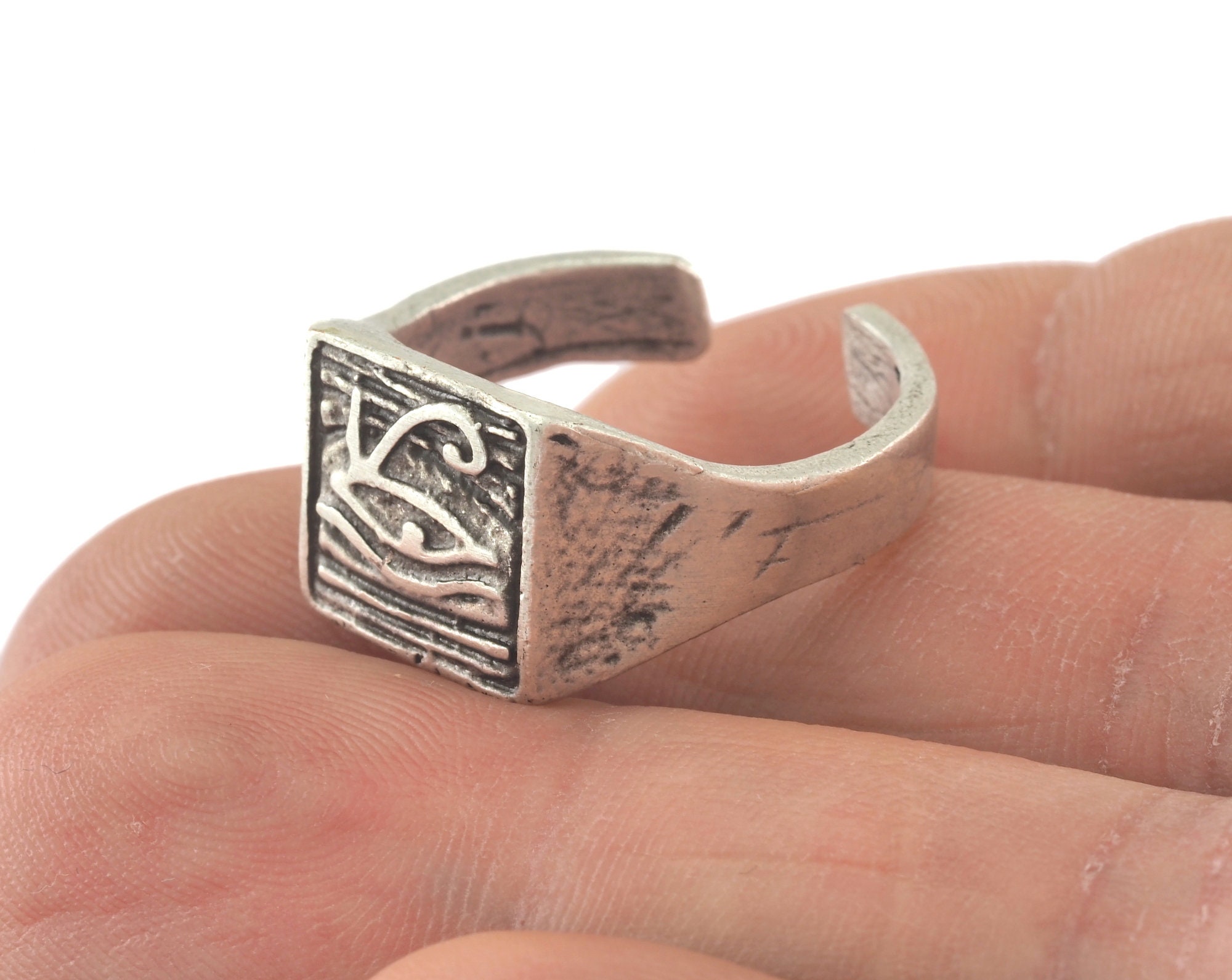 Ra Adjustable Ring Antique Silver Plated brass 19.5mm 9.5US Etsy