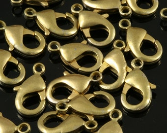 Lobster claw clasps raw brass solid brass 10x5mm CL18 501 301 177