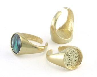 Anello con sigillo Misura dell'anello regolabile 6US - 9US Ottone grezzo con base da 12 mm 3951