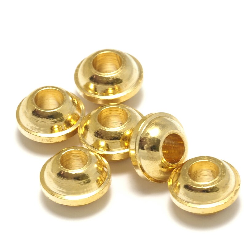 8 pcs 8x5.2mm 3.5mm hole gold plated brass round beads bab3.5 665PG image 1