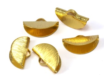 Gold Tone Brass Semi Circle Crimp End, Ribbon Cap (15x8.5mm) -2284