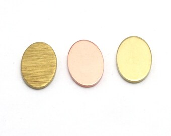 Oval flat no hole charms copper - raw brass - brushed brass 11.5x7.5mm (0.8mm thickness) charms findings blank 4489
