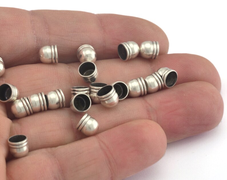 Cord Tip Ends Antique Silver Brass 6x6mm 5mm Inner Ribbon End Etsy