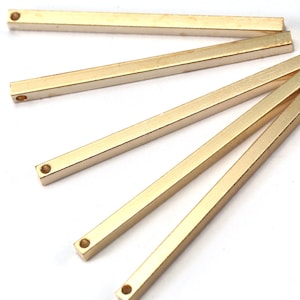 Square bar gold tone brass 2x35mm 1 hole  &quot;Hole inner: 1.25mm&quot; findings pendant  sbl 2237