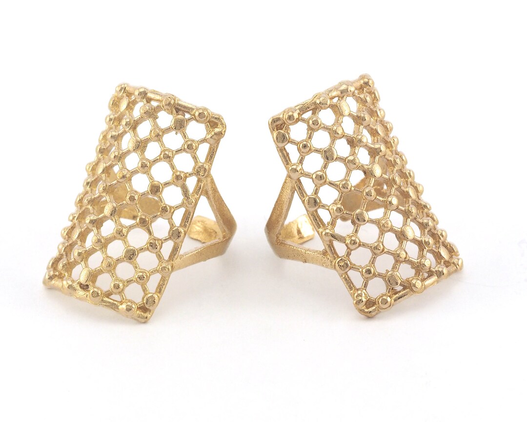Rectangle Ring Dotted Adjustable Ring Raw Brass (18mm 8US Inner Size ...