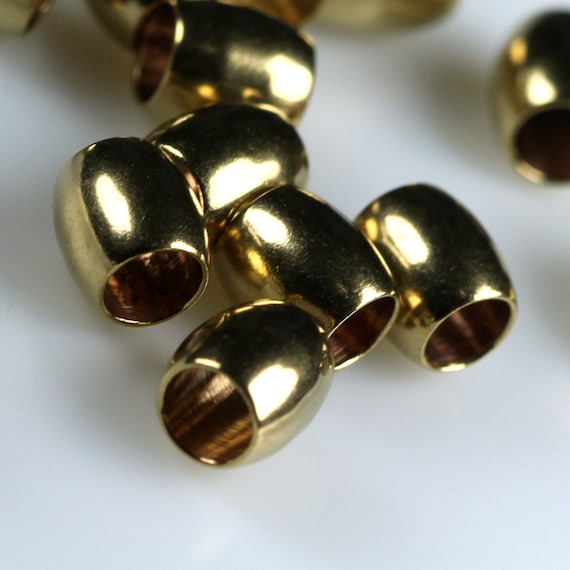 Oval Shape Bead Raw Solid Brass Spacer 7,2x6,5mm 9/32x1/4 hole 4
