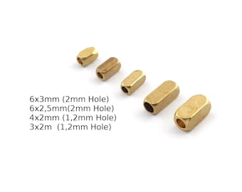 Raw Brass Rectangle Tube Beads, Jewelry Spacer Beads -BAB2 BAB1 5561