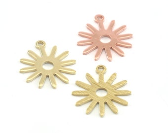 Sun Charms 15x17mm 1 hole Raw Copper - Brass - Brushed Brass findings R259-70
