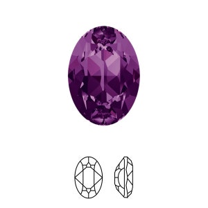 Pedra oval fantasia 4120 Swarovski® ametista (204) cetim 10 x 14 mm verso sem folha
