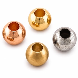 Runde Abstandshalterperlen mit großem Loch, 12 x 10 mm, Metallperlen mit 5,5 mm Loch, Armbandkordelperlen, Gold, Roségold, Messing, Silber, Zubehör bab5 2947