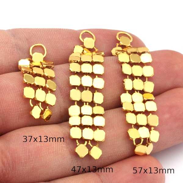 Dangle Cubes disques Boucle d’oreille Charmes Laiton plaqué or brillant 37-47-57mm une boucle trouve S152